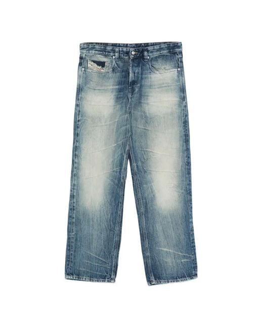 DIESEL Blue Denim With Logo Patch for men