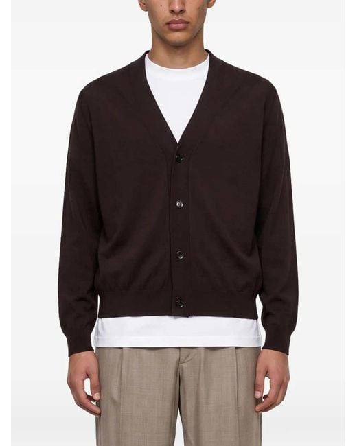Lardini Black V-Neck Cardigan for men