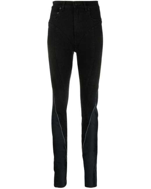 Jeans Skinny Spiral Con Inserti di Mugler in Black