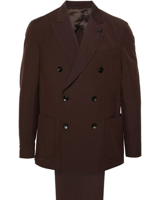 Lardini Brown Double-Breasted Suit for men