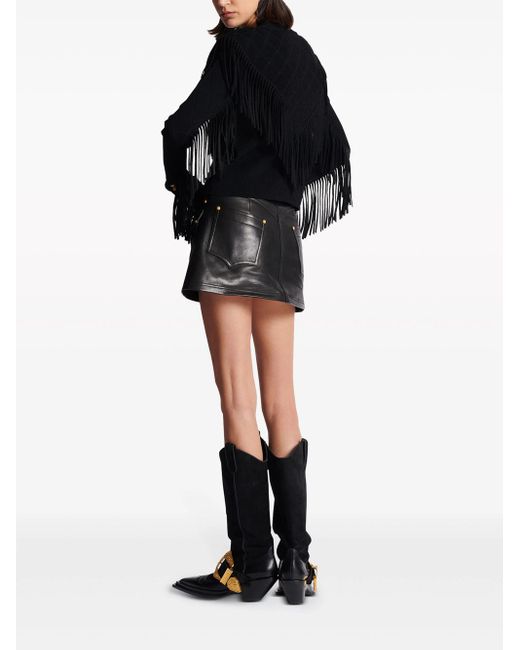 Balmain Black 5-Button Cardigan With Fringes