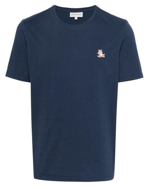 T-shirt con applicazione Chillax Fox di Maison Kitsuné in Blue da Uomo