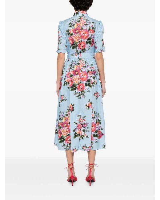 Dolce & Gabbana White Cotton Dress With Floral Motif