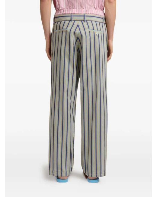 Marni White Striped Wide-Leg Pants for men