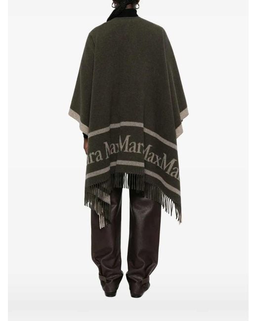 Max Mara Black Fringed Poncho