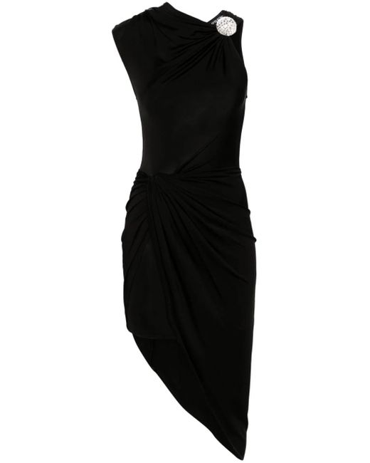 David Koma Black Draped Midi Dress