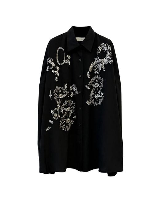 Dries Van Noten Black Casia Embroidered Shirt