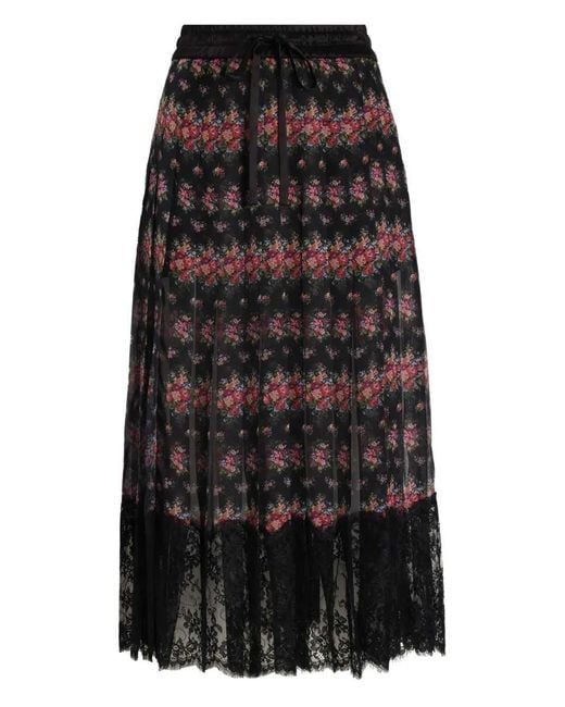 Dolce & Gabbana Black Floral Lace Midi Skirt