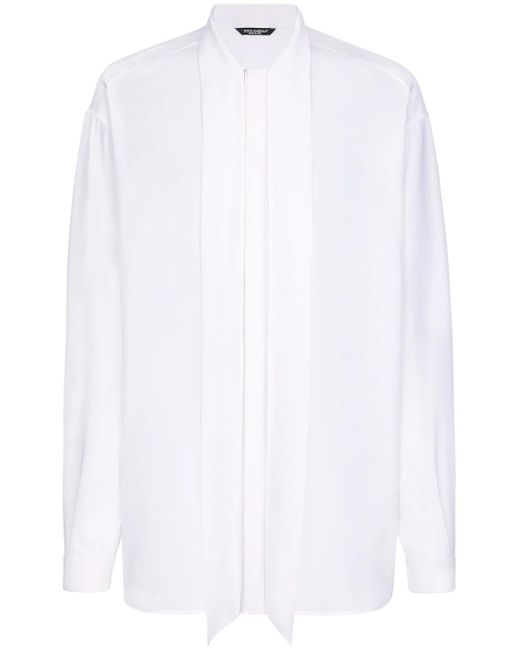 Dolce & Gabbana White Shirt With Scarf Detail for men