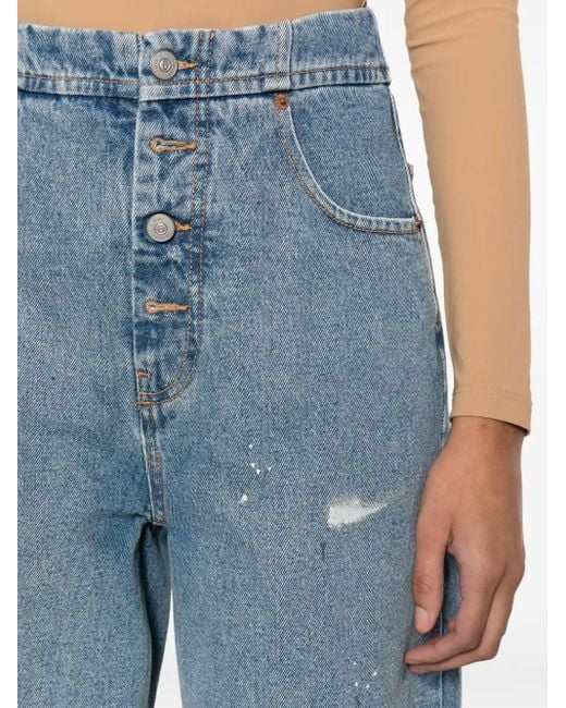 Jeans affusolati a vita alta con effetto vissuto di MM6 by Maison Martin Margiela in Blue