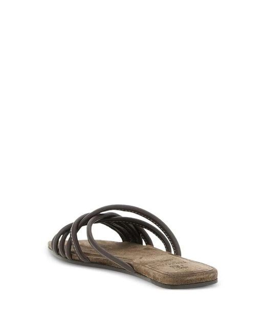 Brunello Cucinelli White Sandals With Contrasting Stitching