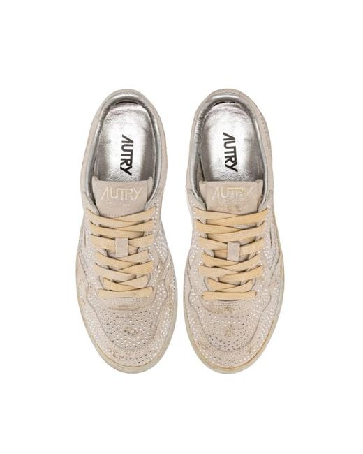Autry White Medalist Low Crystal Sneakers
