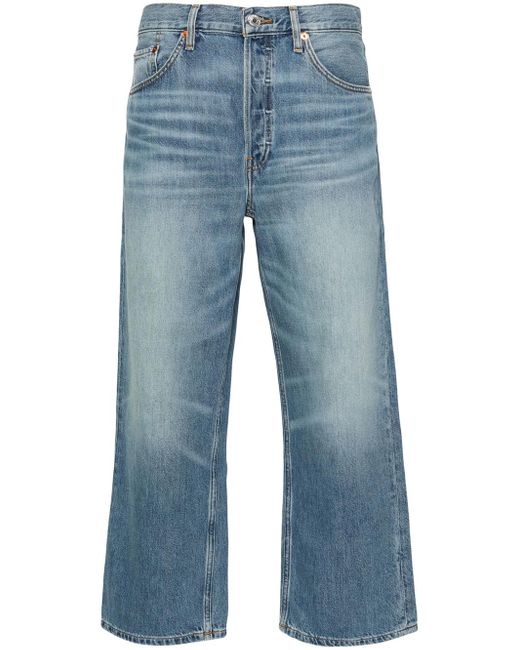 Re/done Blue Mid-rise Cropped Jeans