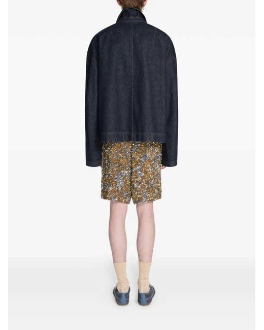 Dries Van Noten Brown Sequined Shorts for men