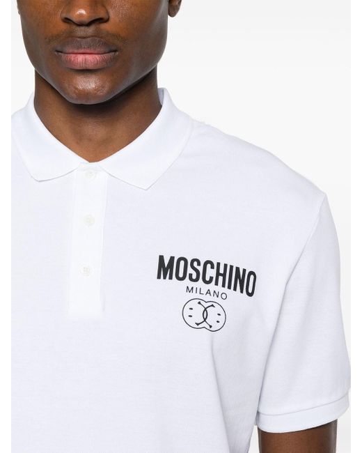 Moschino White Polo Con Stampa for men