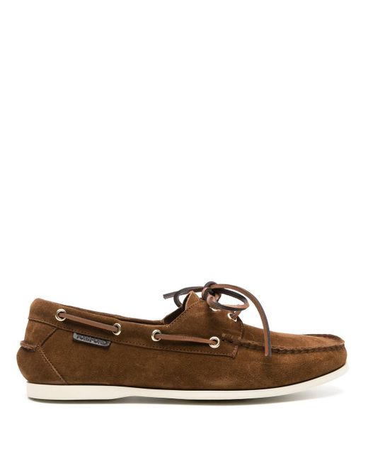 Tom Ford Brown Suede Lace-Up Boat Shoes for men
