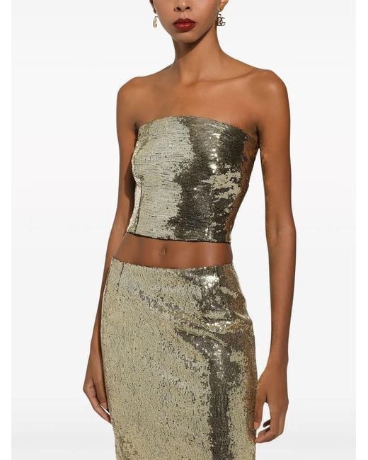 Dolce & Gabbana Metallic Strapless Top