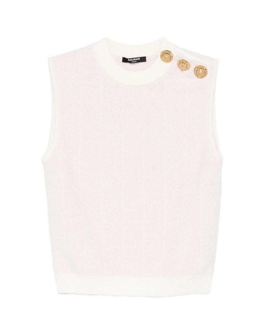 Balmain Pink Sleeveless Top With Button