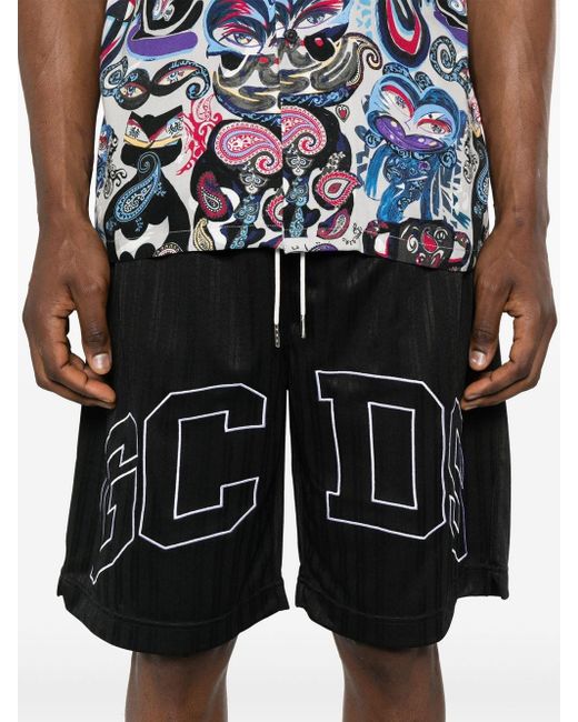Pantaloncini Sportivi Con Logo Ricamato di Gcds in Black da Uomo