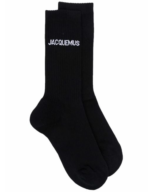 Jacquemus Black Ribbed Crew Socks