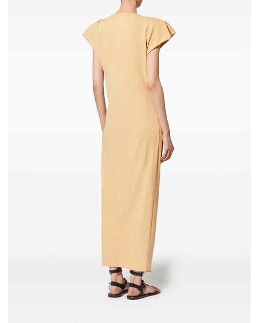 Isabel Marant Metallic Nadela Long Dress With Ruffles