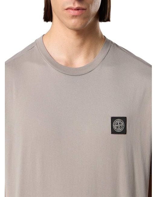 Stone Island White Logo-Patch T-Shirt for men