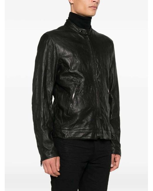 Dolce & Gabbana Black Lambskin Zip-Up Jacket for men