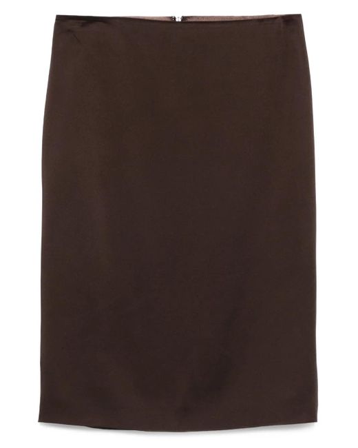 Tom Ford Brown Silk Pencil Skirt