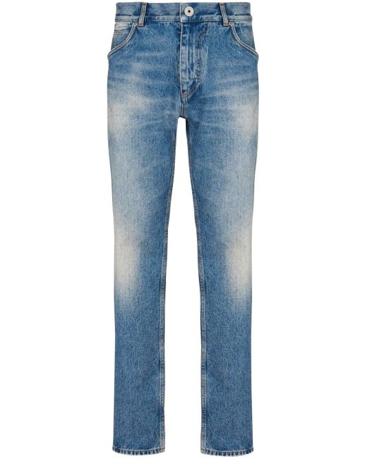 Balmain Blue Straight Mid-Rise Jeans for men
