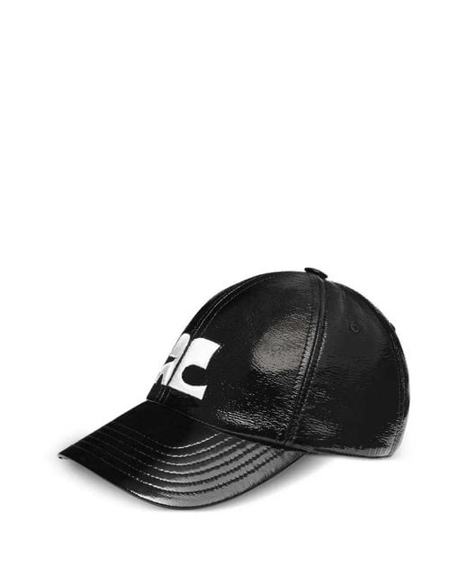 Courreges Black Cap With Vinyl Ac Logo