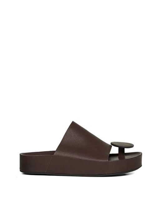 Uma Wang Brown Leather Flat Sandals