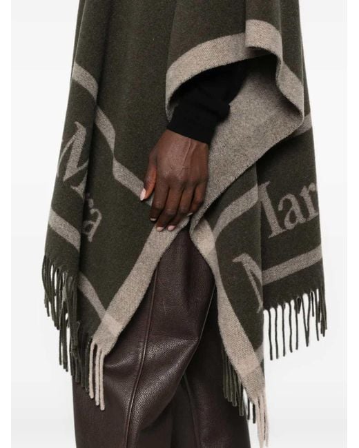 Max Mara Black Fringed Poncho