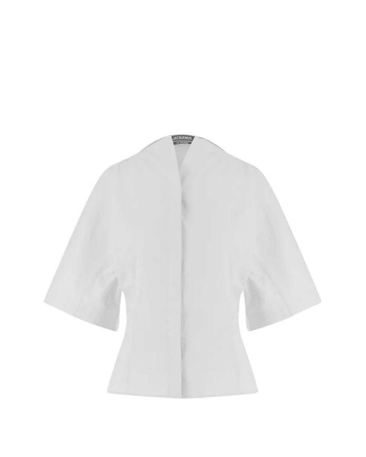 Jacquemus White Structured Top With Deep V-Neckline