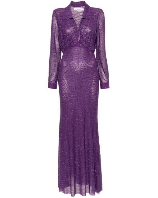 Self-Portrait Purple Long Dress With Rhinestones