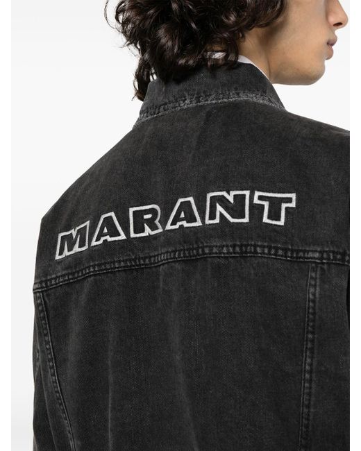 Isabel Marant Black Jango Denim Jacket With Embroidery for men