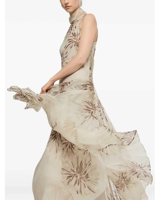 Brunello Cucinelli Natural Long Printed Dress