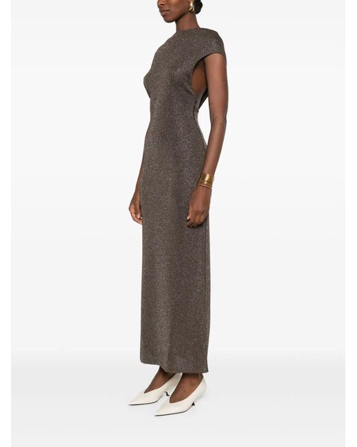 Max Mara Brown Dress With Lamé Detail