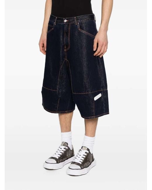 PDF Blue Denim Shorts With Contrasting Stitching for men