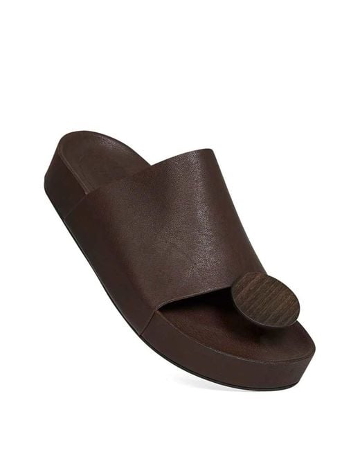 Uma Wang Brown Leather Flat Sandals