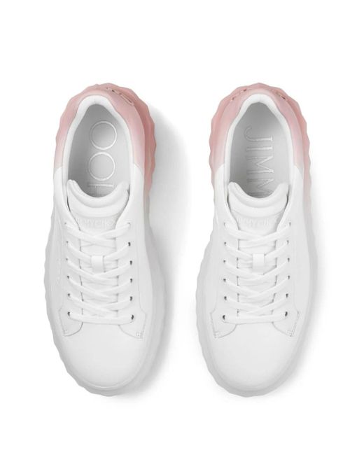Jimmy Choo White Diamond Maxi Brand-embellished Leather Low-top Trainers