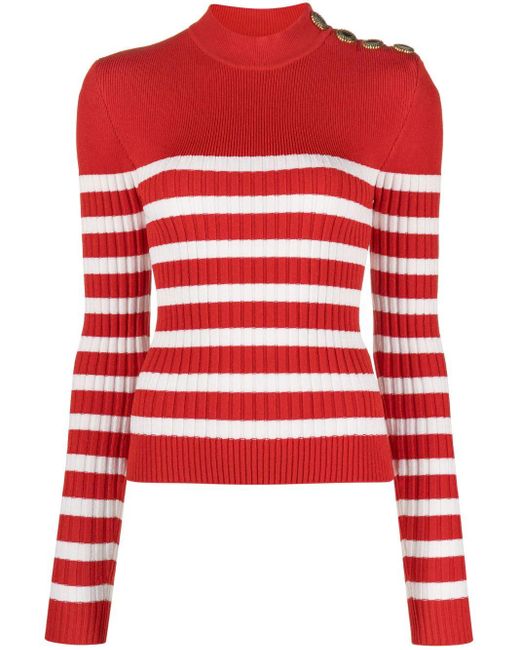 Balmain Red Striped Sweater
