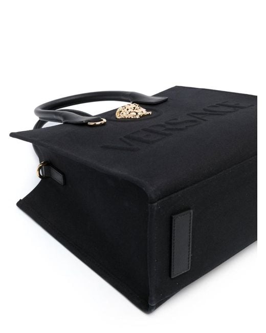 Versace Black La Medusa Canvas & Leather Tote