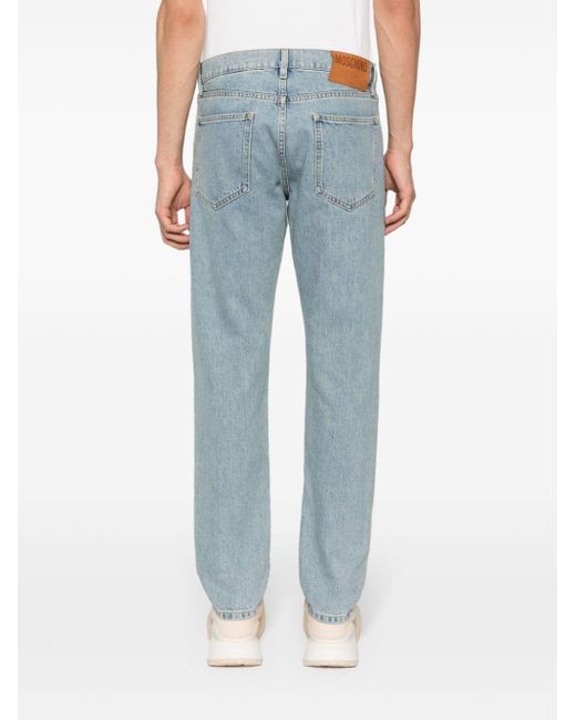 Moschino Blue Straight Jeans With Patch for men