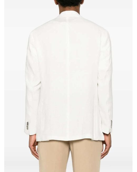 Sartorio Napoli Gray Single-Breasted Linen Blazer for men