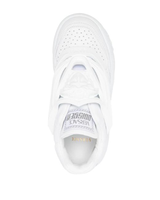 Versace White Medusa Leather Low-top Sneakers