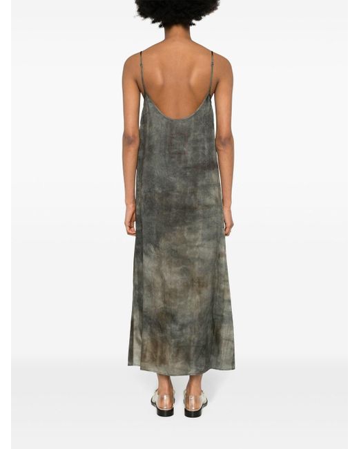 Uma Wang Gray Midi Dress With Abstract Print