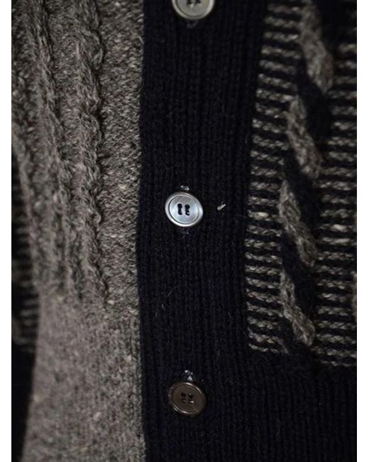 Thom Browne Black Cardigan With 4 Stripe Detail for men