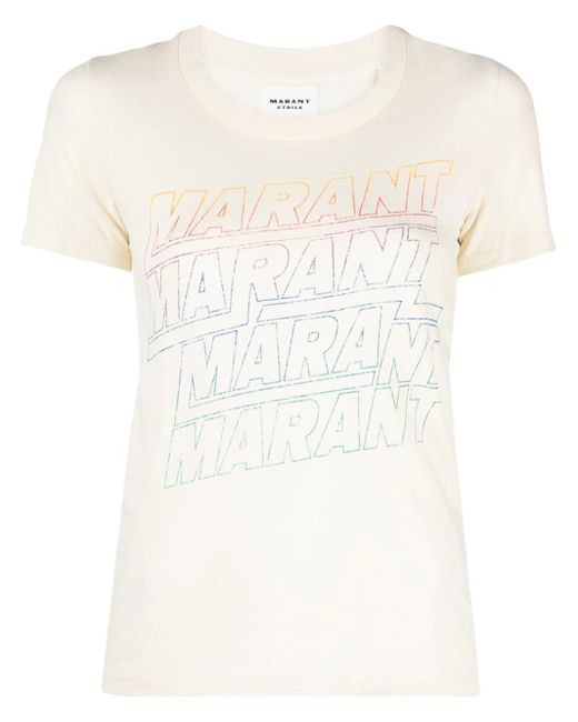 Isabel Marant Natural Ziliani T-Shirt With Print