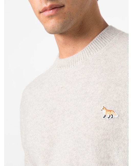 Maglione Con Applicazione Fox di Maison Kitsuné in White da Uomo