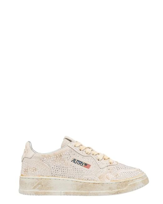 Autry White Medalist Low Crystal Sneakers